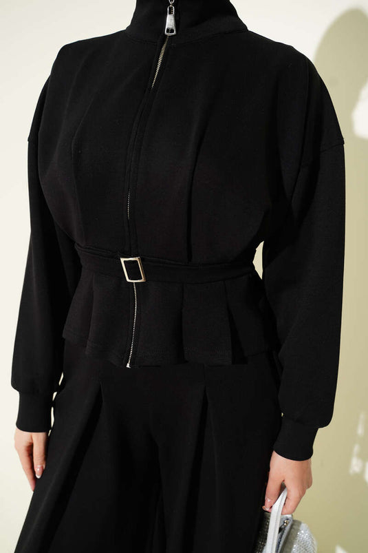 Loyşa Pens Detaylı İkili Takım Siyah