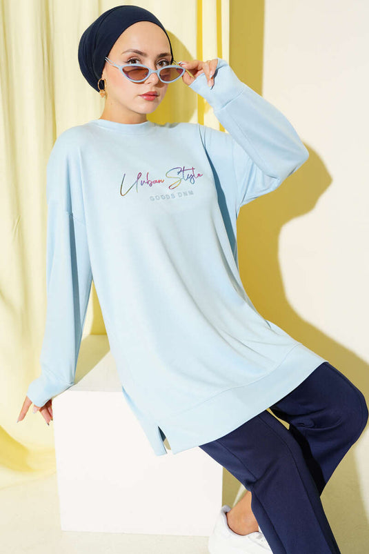 Loyşa Renkli Yazılı Tunik Bebe Mavi