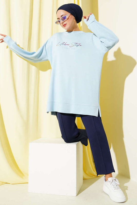 Loyşa Renkli Yazılı Tunik Bebe Mavi