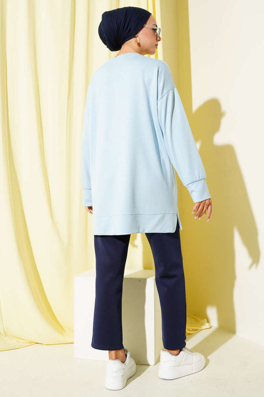 Loyşa Renkli Yazılı Tunik Bebe Mavi