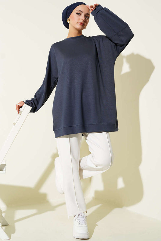 Loyşa Casual Basic Tunic Smoked