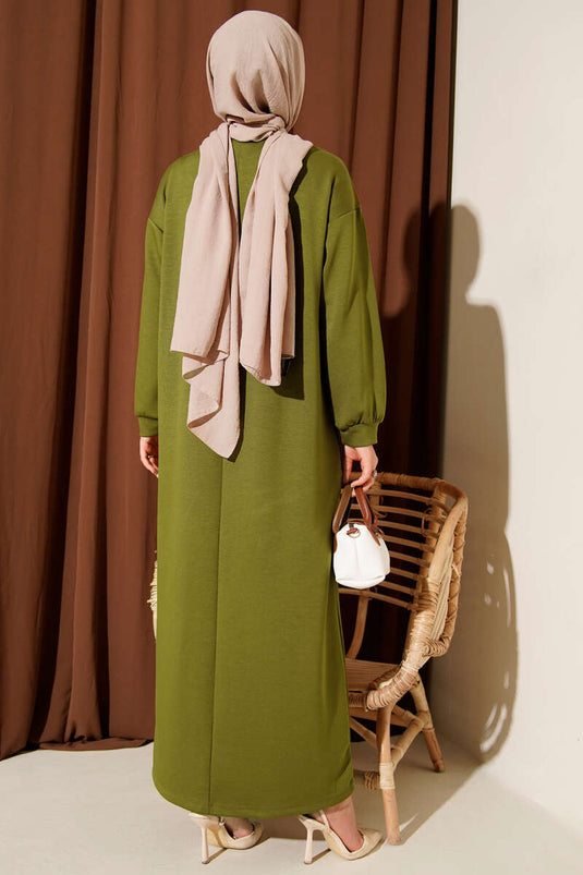 Loyşa Salaş Elbise Yağ Yeşili