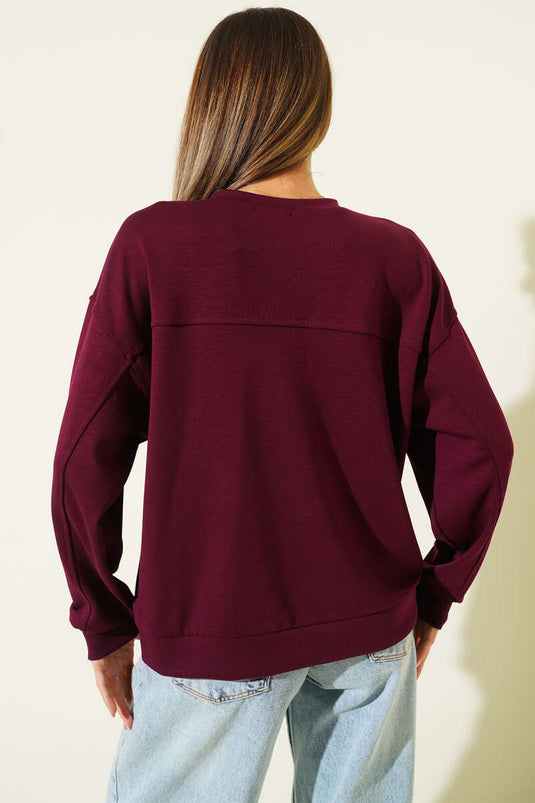 سويت شيرت لويزا فضفاض، لون البرقوق