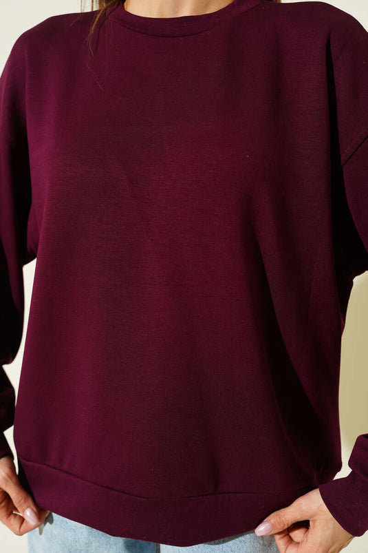 سويت شيرت لويزا فضفاض، لون البرقوق