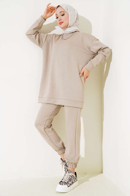 Loyşa سترة عادية مزدوجة البدلة باللون البيج