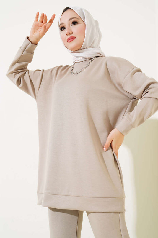 Loyşa سترة عادية مزدوجة البدلة باللون البيج