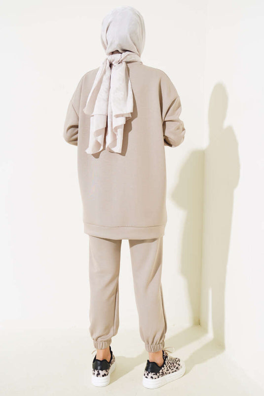 Loyşa سترة عادية مزدوجة البدلة باللون البيج