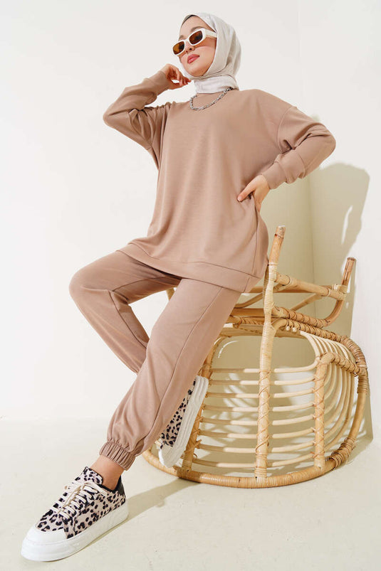 Loyşa كاجوال تونيك طقم مزدوج بسكويت