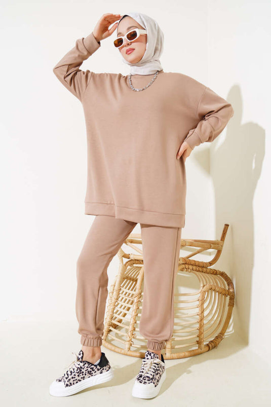 Loyşa كاجوال تونيك طقم مزدوج بسكويت