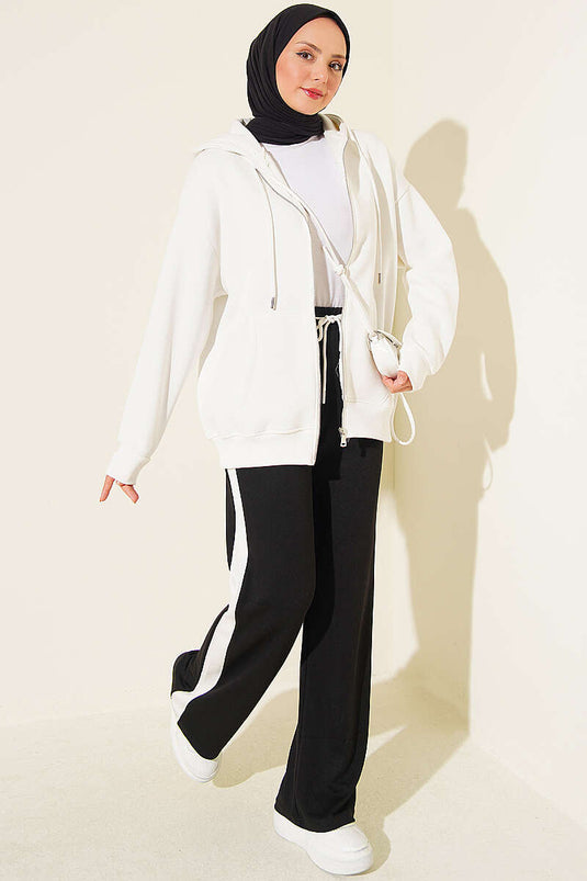 Loyşa Şerit Detaylı Pantolon Siyah
