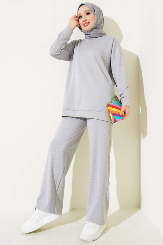 Loyşa Sim Puantiyeli İkili Takım Gri