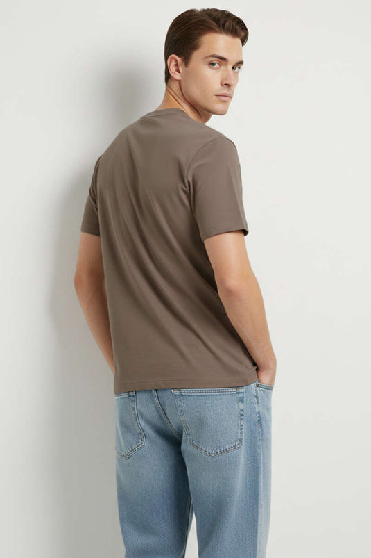 T-shirt homme à col Loyşa avec logo, couleur café