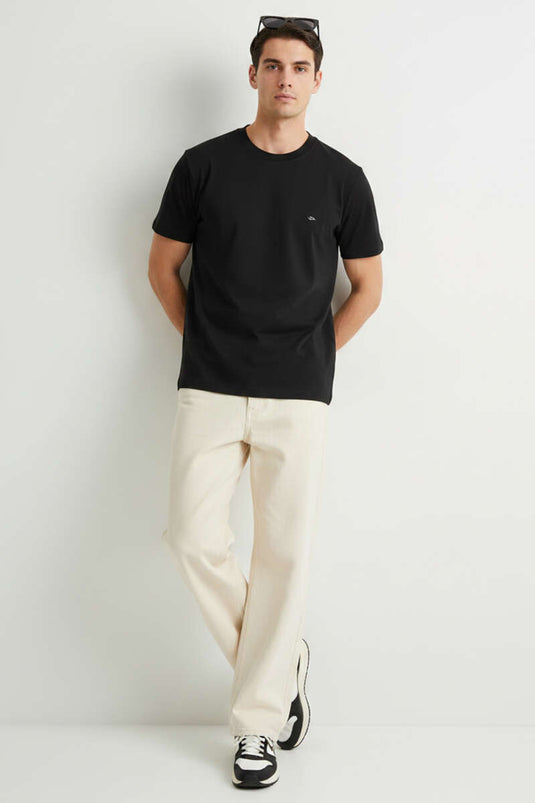 T-shirt homme noir à col rond avec logo Loyşa