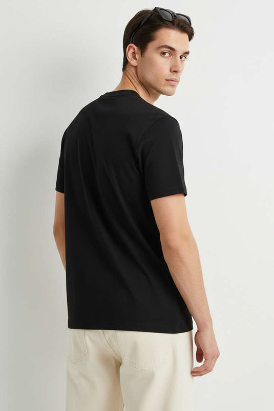 T-shirt homme noir à col rond avec logo Loyşa