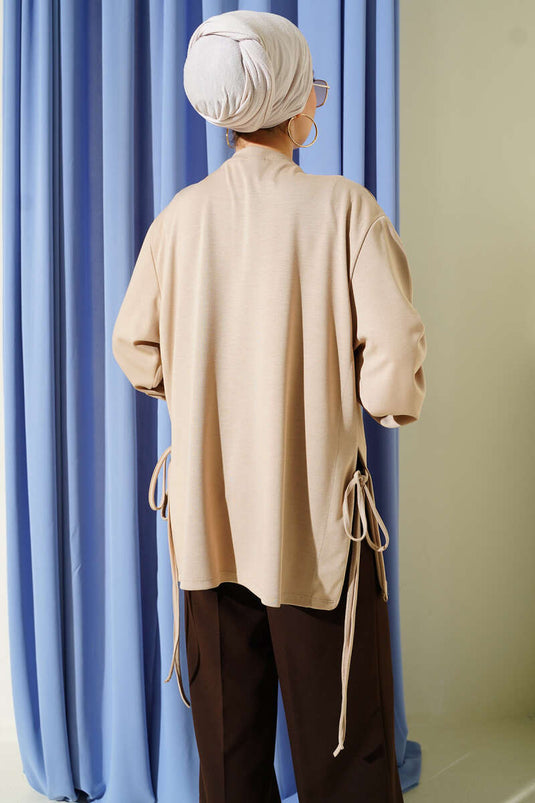 Loyşa Yan İp Bağlamalı Tunik Bej