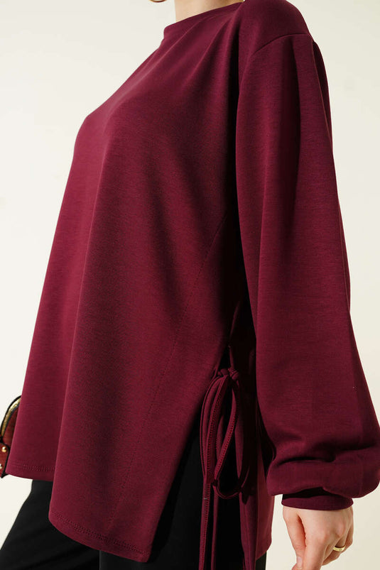 Loyşa Yan İp Bağlamalı Tunik Bordo