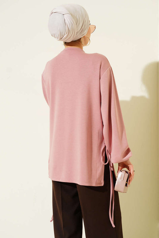 Loyşa Yan İp Bağlamalı Tunik Gül Kurusu