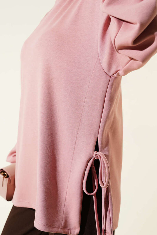 Loyşa Yan İp Bağlamalı Tunik Gül Kurusu