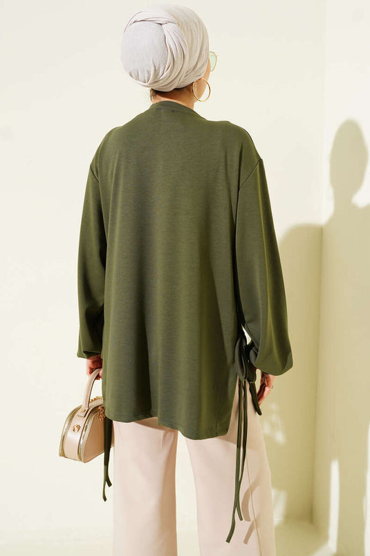 Loyşa Yan İp Bağlamalı Tunik Haki