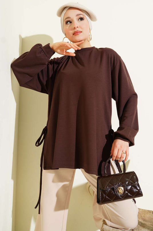 Tunique à cordon latéral Loyşa Marron