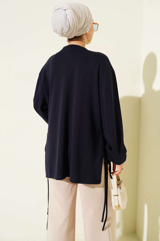 Loyşa Yan İp Bağlamalı Tunik Lacivert