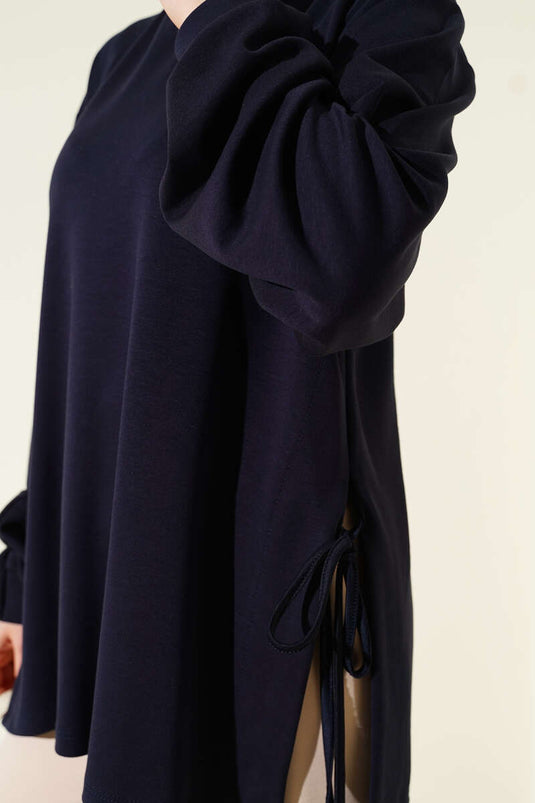 تونيك برباط جانبي من الخيط لون أزرق داكن