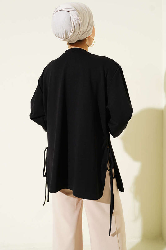 Loyşa Side String-Tied Tunic Black