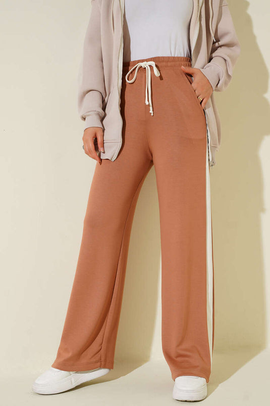 Loyşa Yan Şeritli Bel Lastikli Pantolon Camel