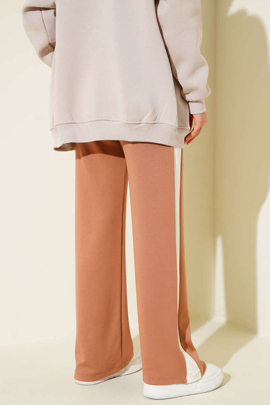 Loyşa Yan Şeritli Bel Lastikli Pantolon Camel