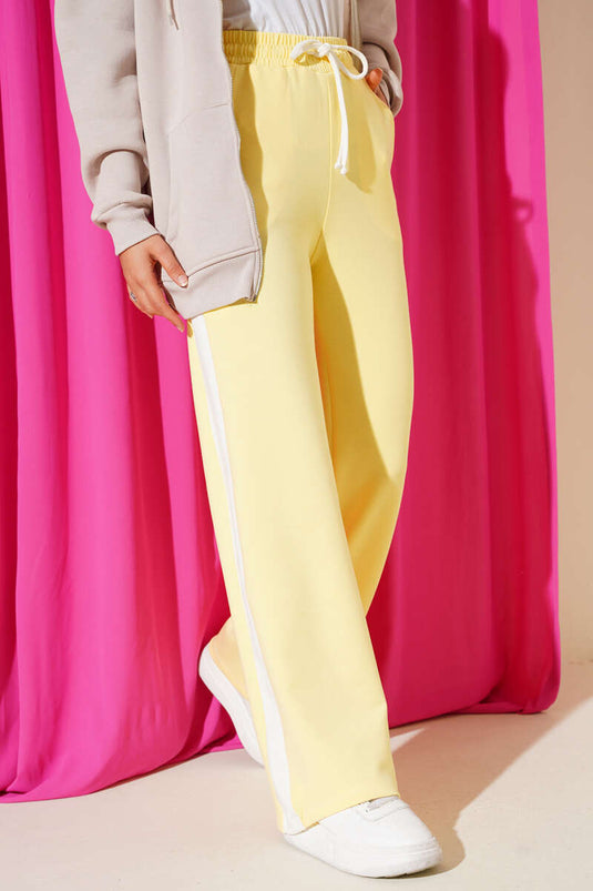 Loyşa Yan Şeritli Bel Lastikli Pantolon Sarı
