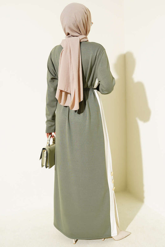 Loyşa Yan Şeritli Elbise Çağla Yeşili