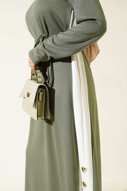 Loyşa Yan Şeritli Elbise Çağla Yeşili