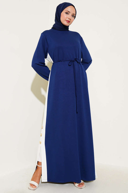 فستان لويزا المخطط الجانبي أزرق داكن