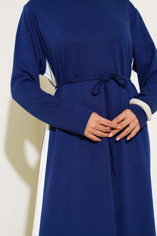 فستان لويزا المخطط الجانبي أزرق داكن