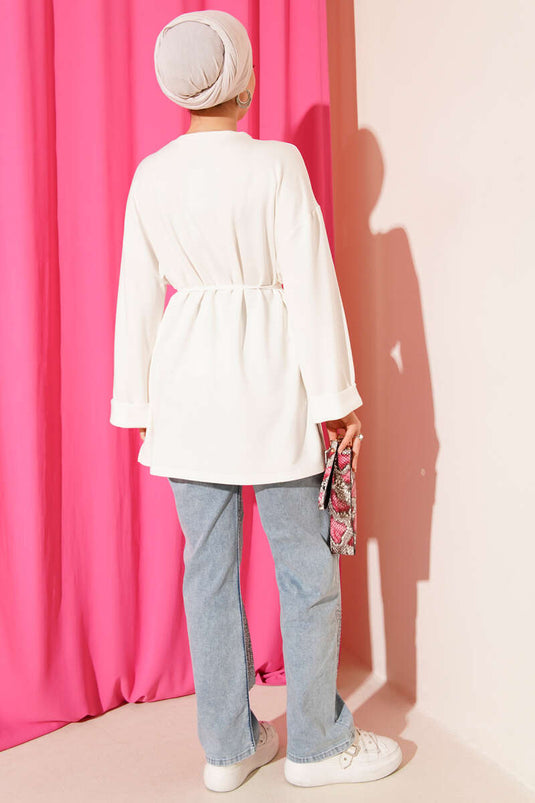 Tunique ceinturée à fente latérale Loyşa Écru