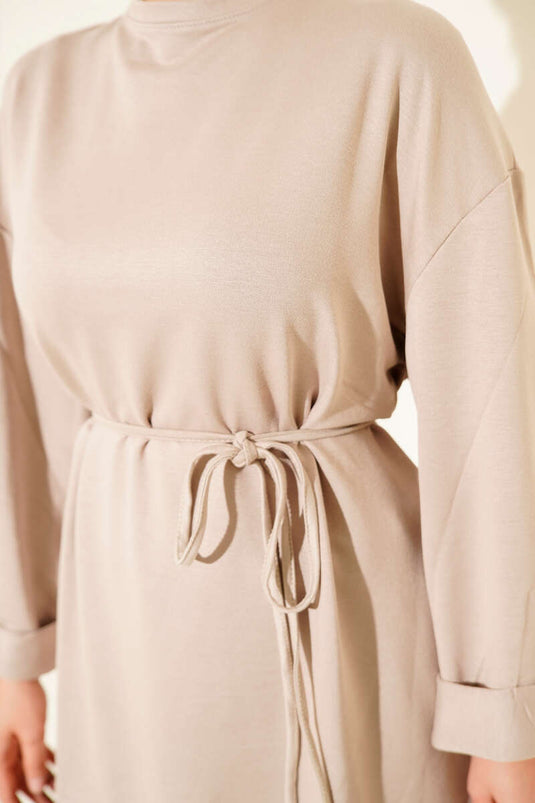 Loyşa Yan Yırtmaçlı Kuşaklı Tunik Taş