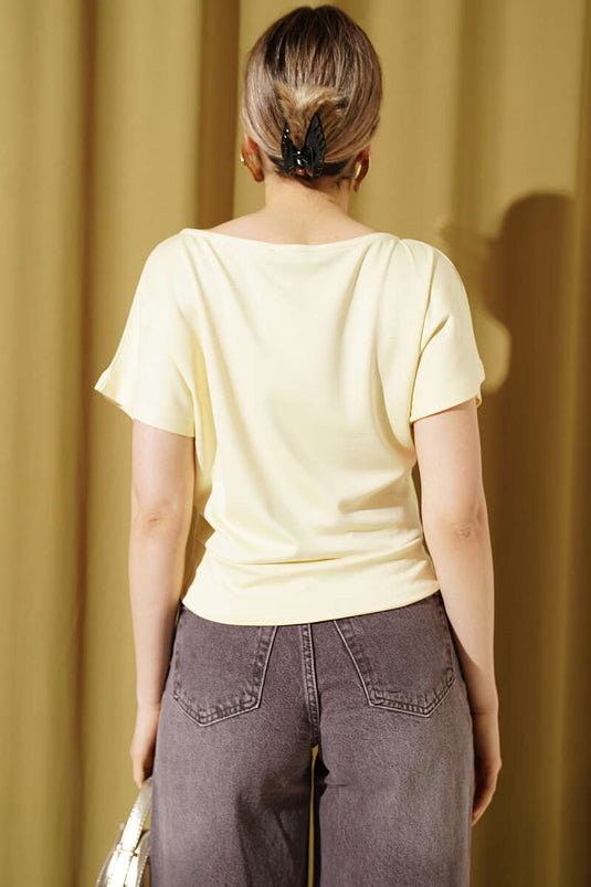 Loyşa Fledermausärmel Bluse Gelb