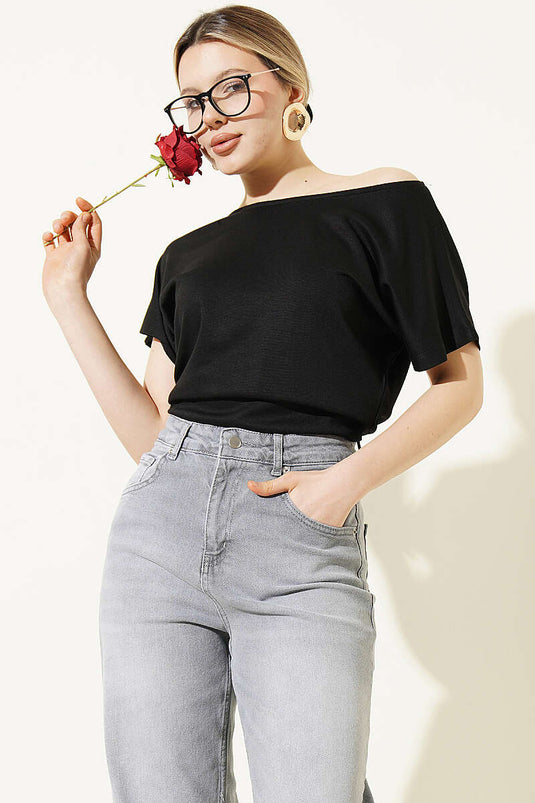 Blusa Loyşa a Maniche a Pipistrello Nera