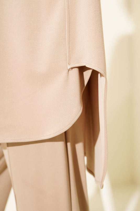 Loyşa Yarım Fermuar Detaylı İkili Takım Bej