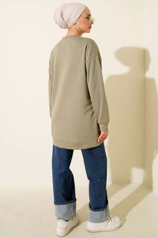 Loyşa Round Pearl Tunic, Almond Green