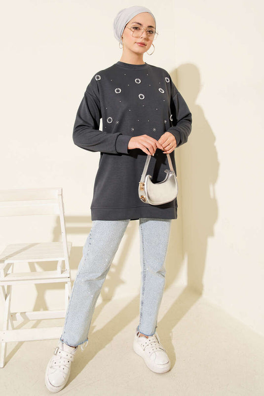 Loyşa Round Pearl Tunic Smoke Color