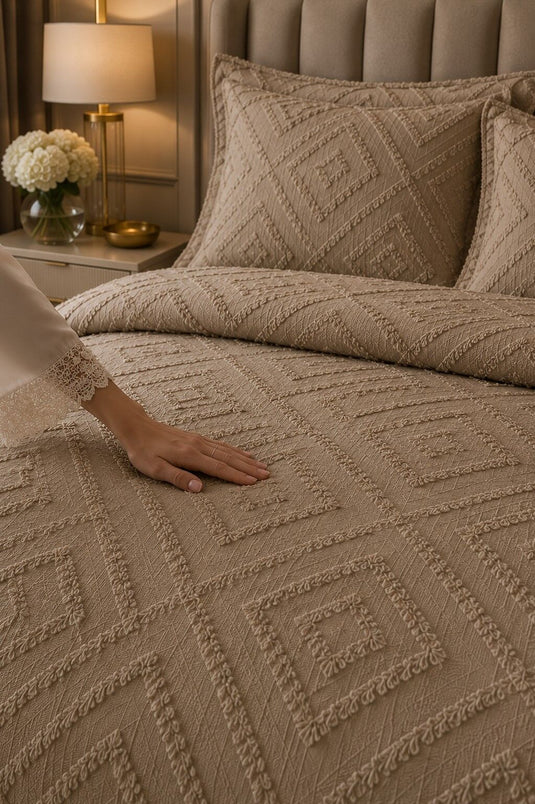 Ensemble de dessus de lit double luxe Cappuccino