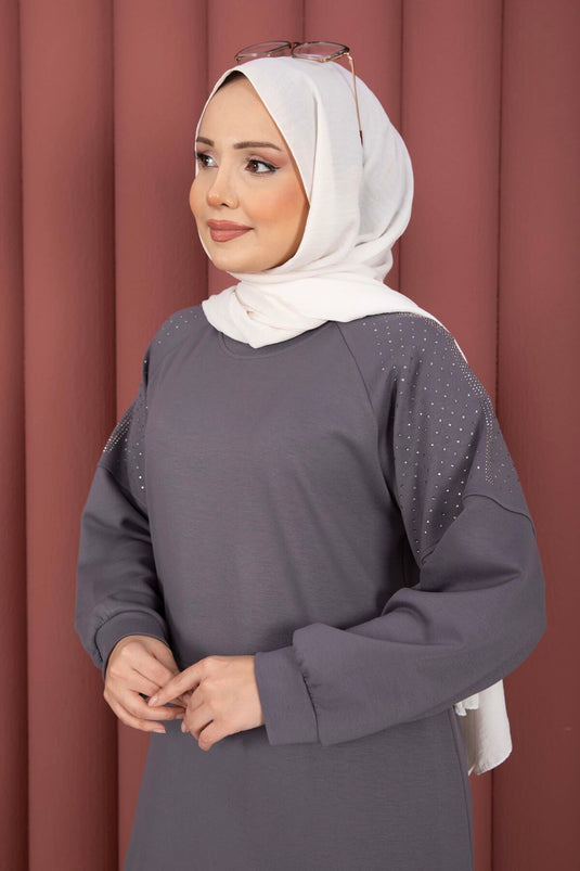 Luna Stone Detailed Oysho Two-Piece Set Gray