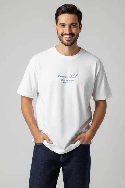 T-shirt da uomo Lunuon con stampa bianca
