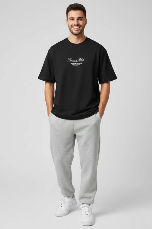 T-shirt uomo Lunuon con stampa, nero