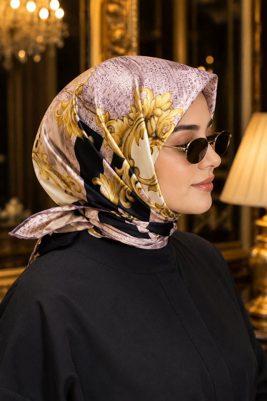 Luxury Zincir Detaylı Eşarp Serisi Gülkurusu