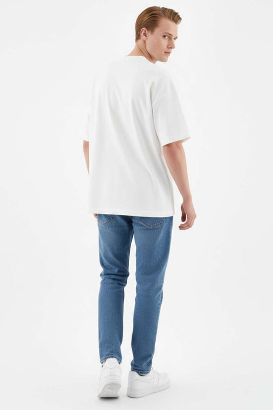 Machinist Embroidered Loose-Fitting Men's Shirt Off-White