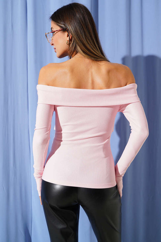 Madonna Cross Neck Blouse Pink