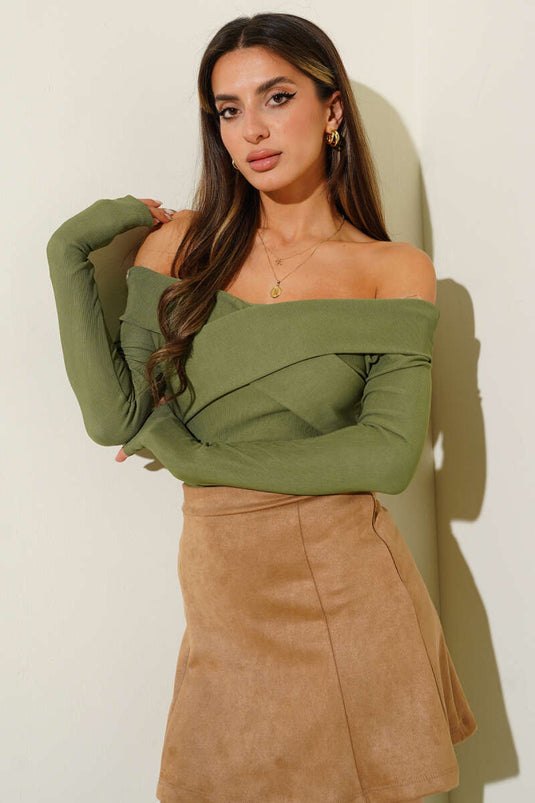 Madonna Cross Neck Blouse Green