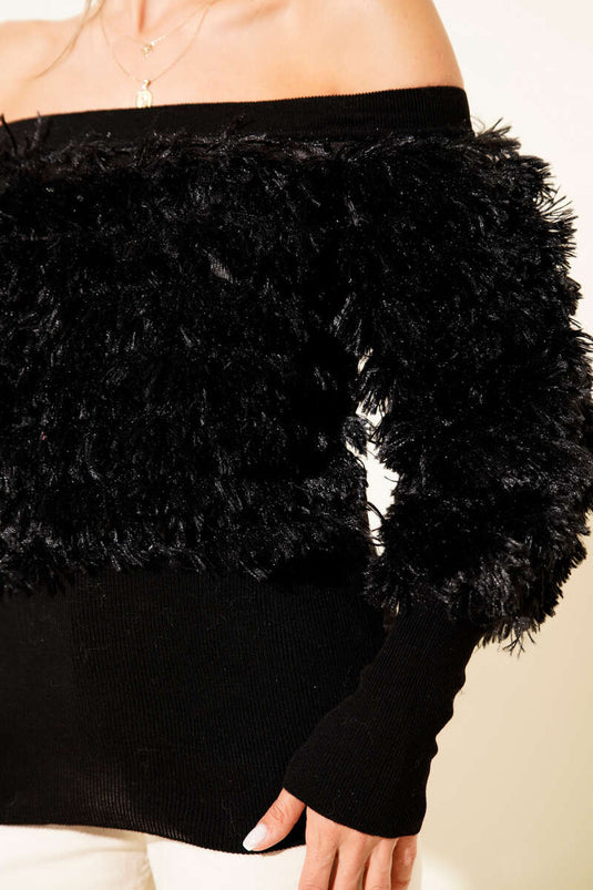 Madonna Collar Bearded Blouse Black